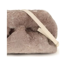 Beige Faux Fur Clutch Bag