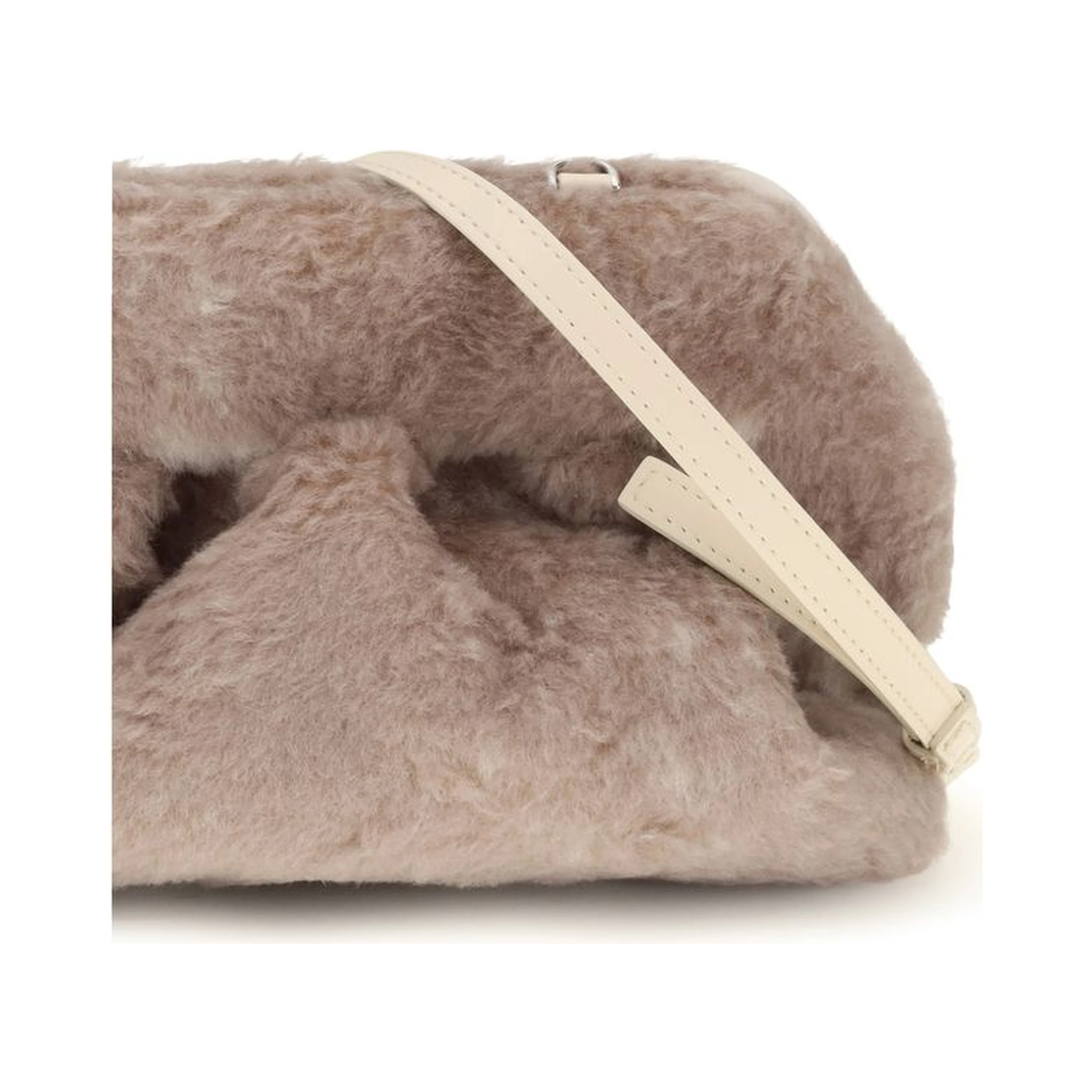 Beige Faux Fur Clutch Bag