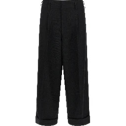 Black Wool Cropped Pants