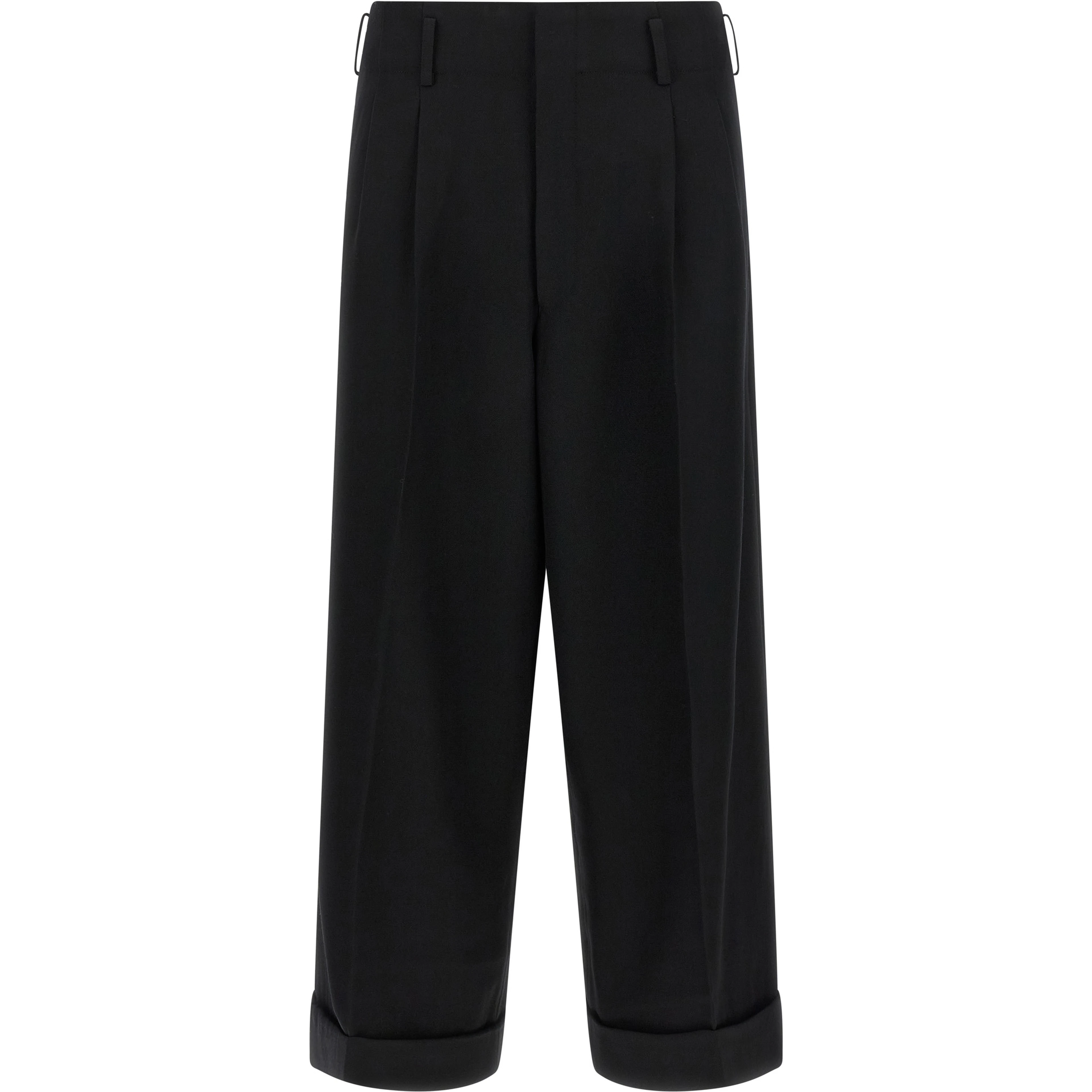 Black Wool Cropped Pants