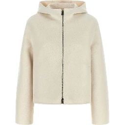 White Virgin Wool Full-Length Jacket
