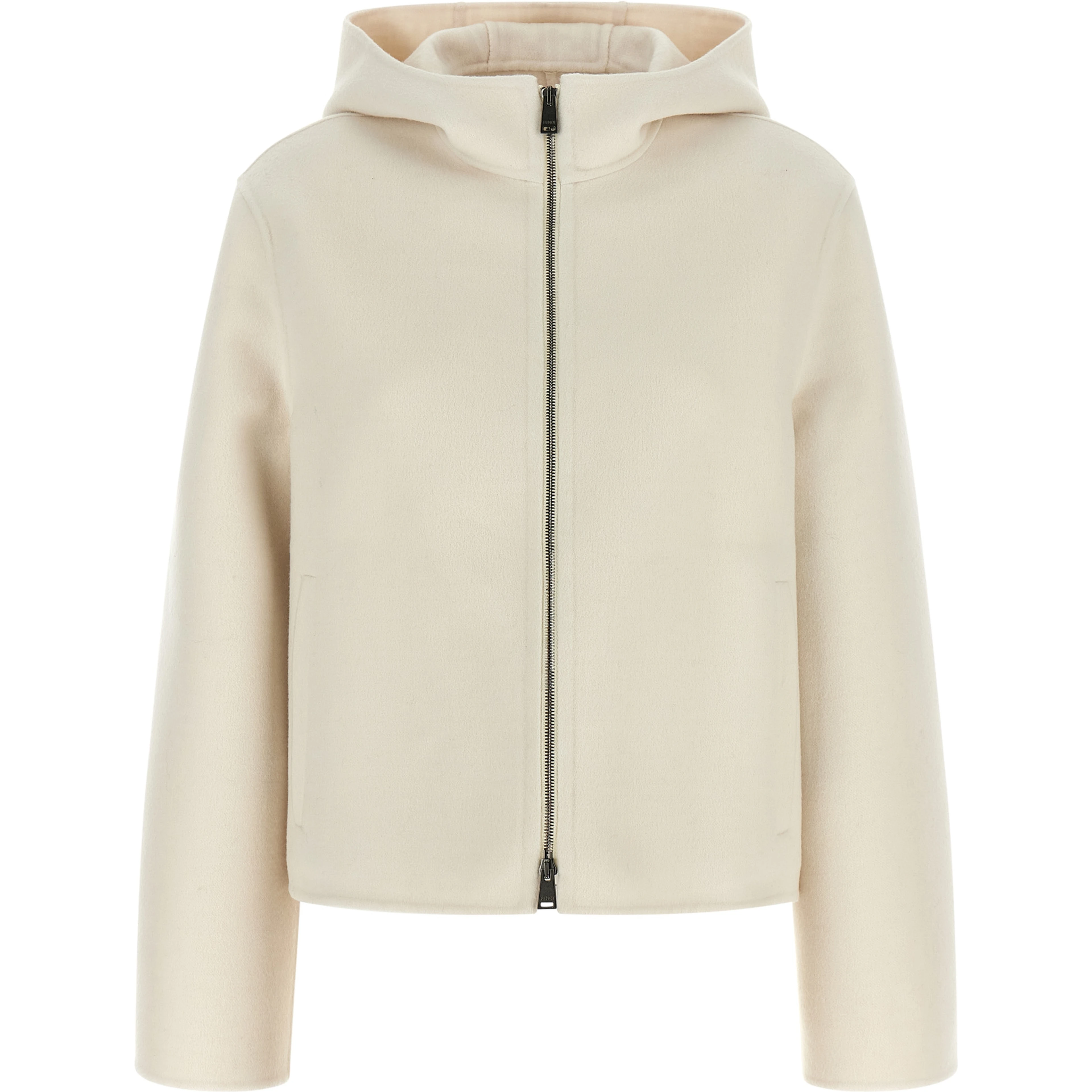 White Virgin Wool Full-Length Jacket