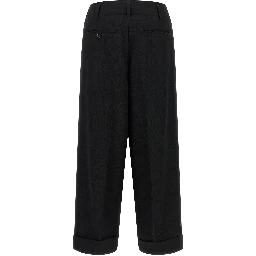 Black Wool Cropped Pants