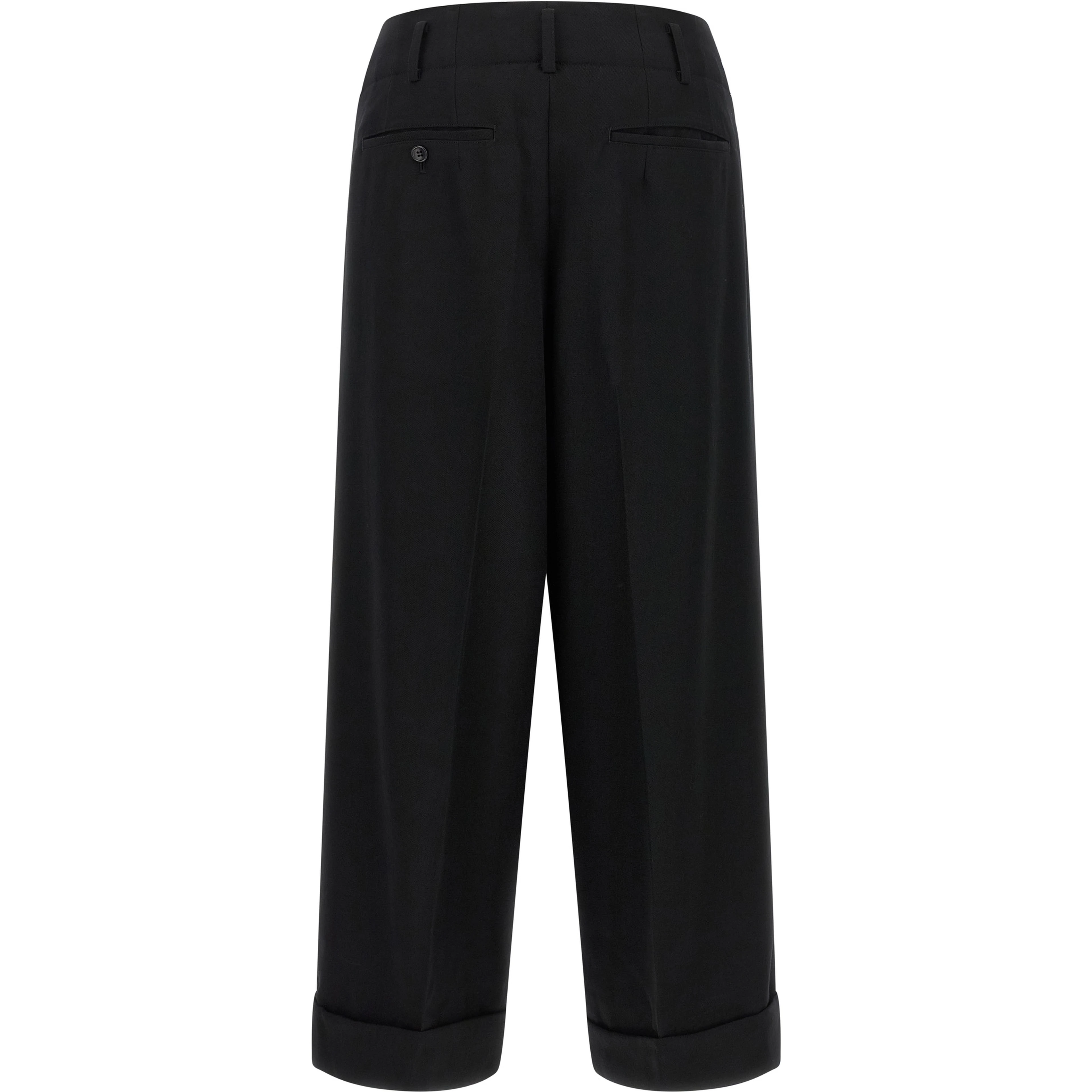 Black Wool Cropped Pants