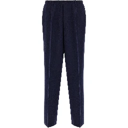 Blue Virgin Wool Casual Pants