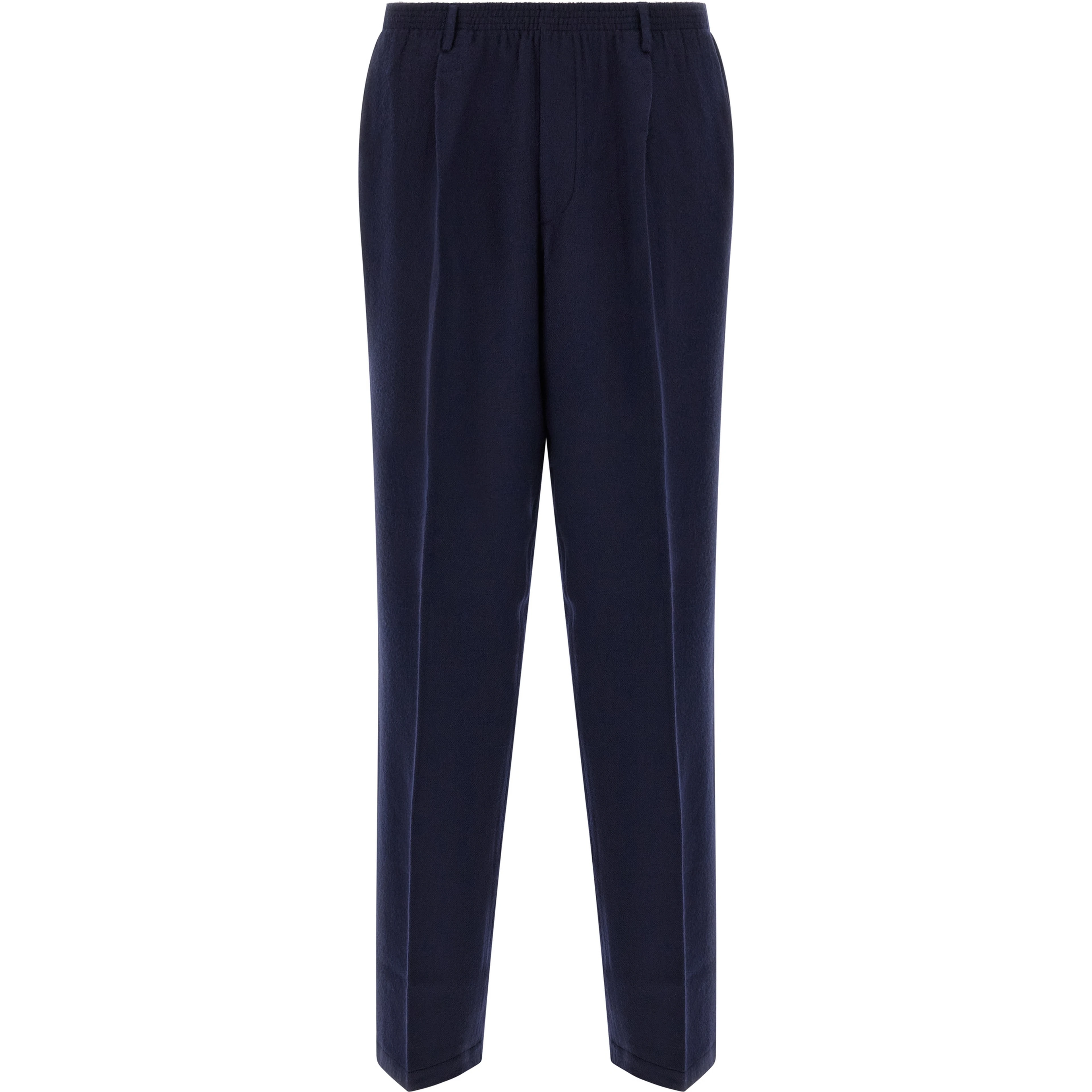 Blue Virgin Wool Casual Pants