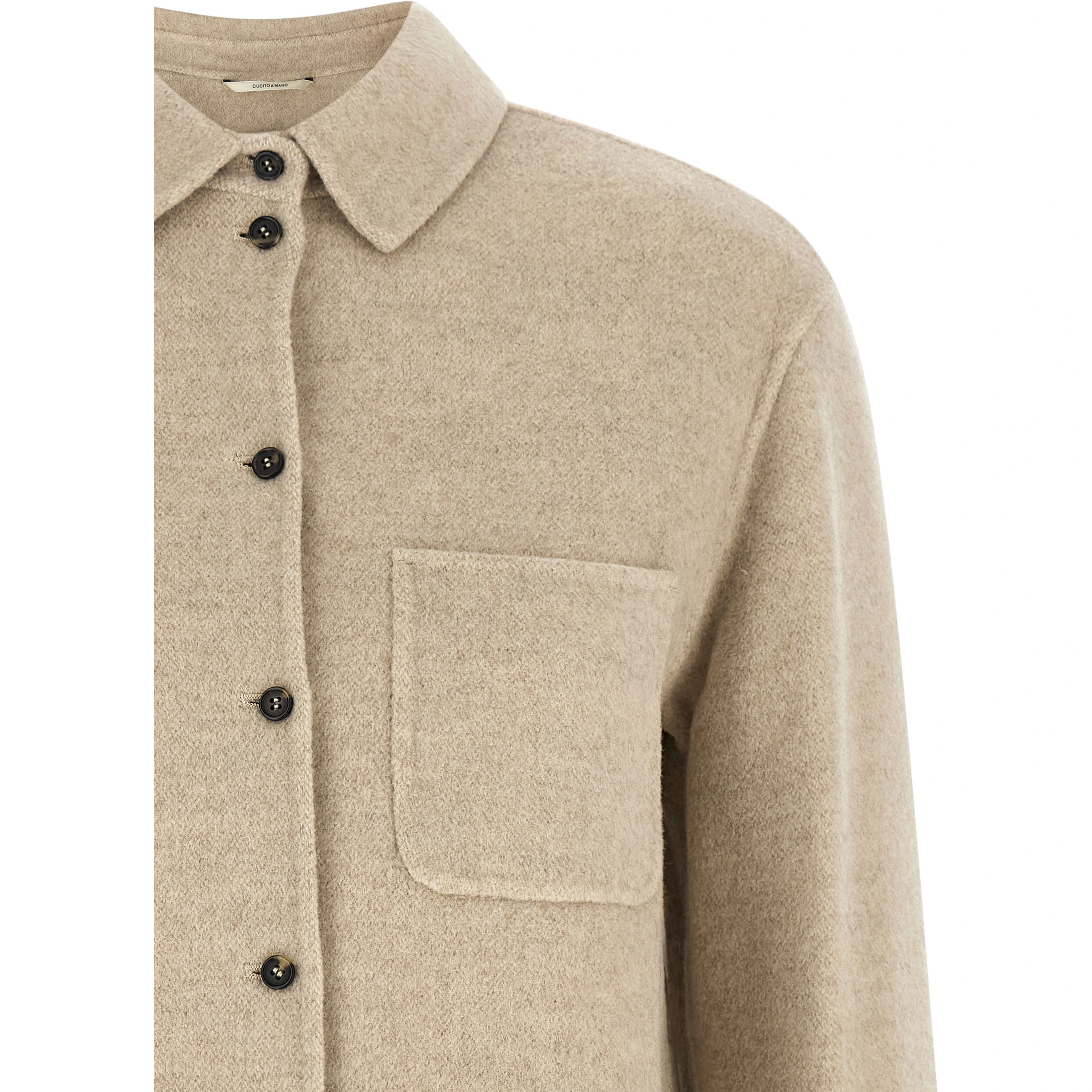 Beige Virgin Wool Shell Jacket