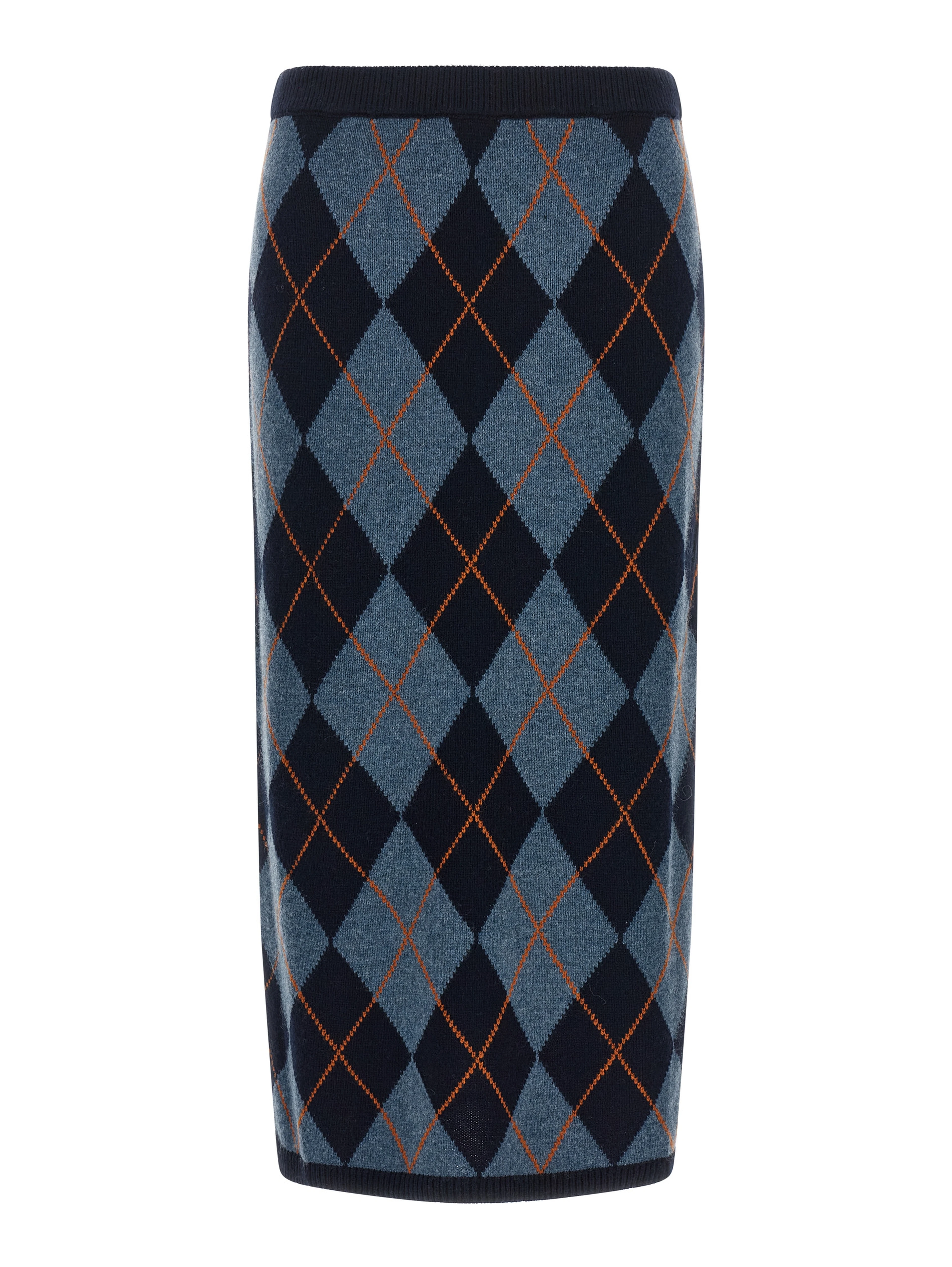 Blue Viscose Midi Skirt