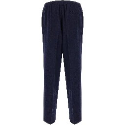 Blue Virgin Wool Casual Pants