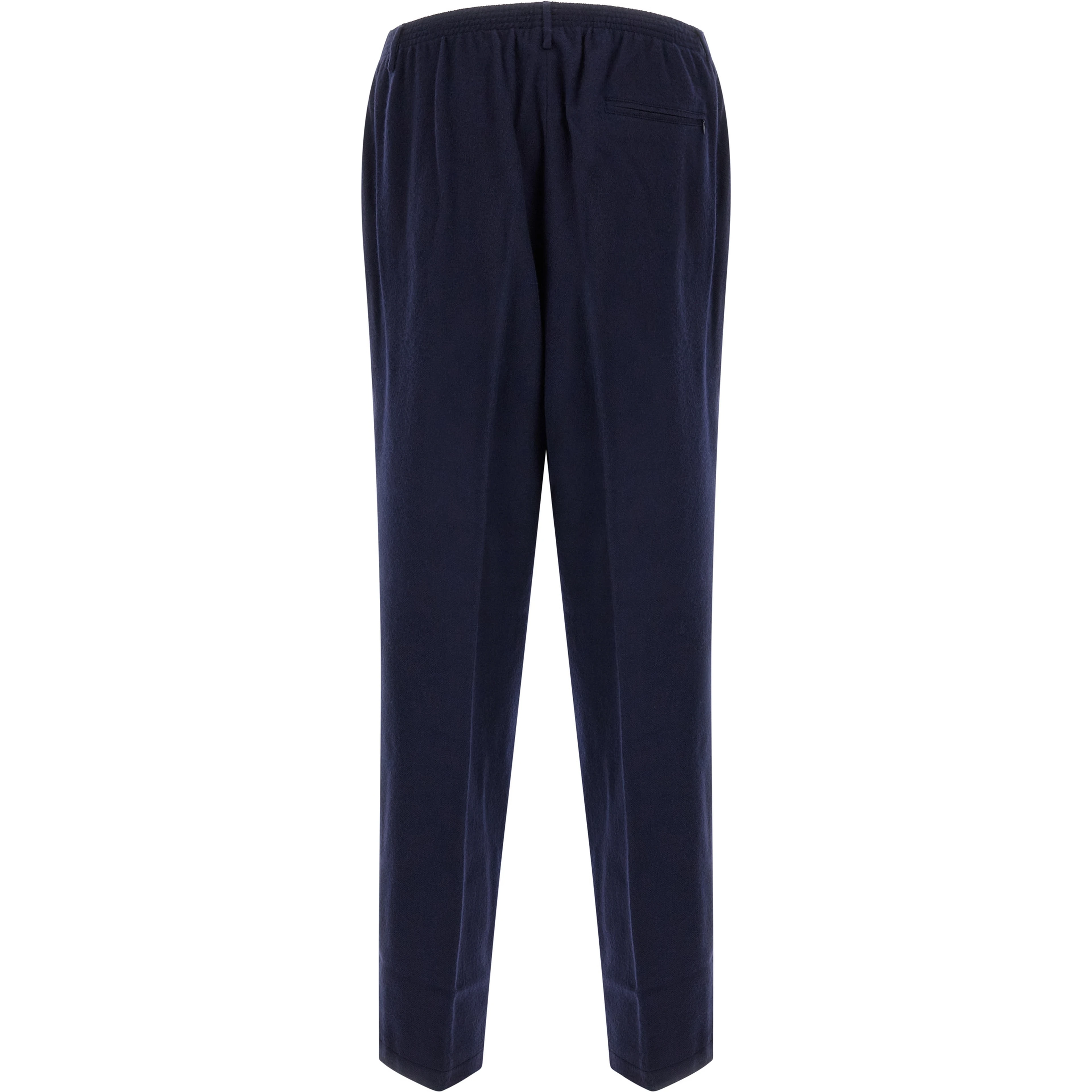 Blue Virgin Wool Casual Pants