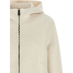 White Virgin Wool Full-Length Jacket