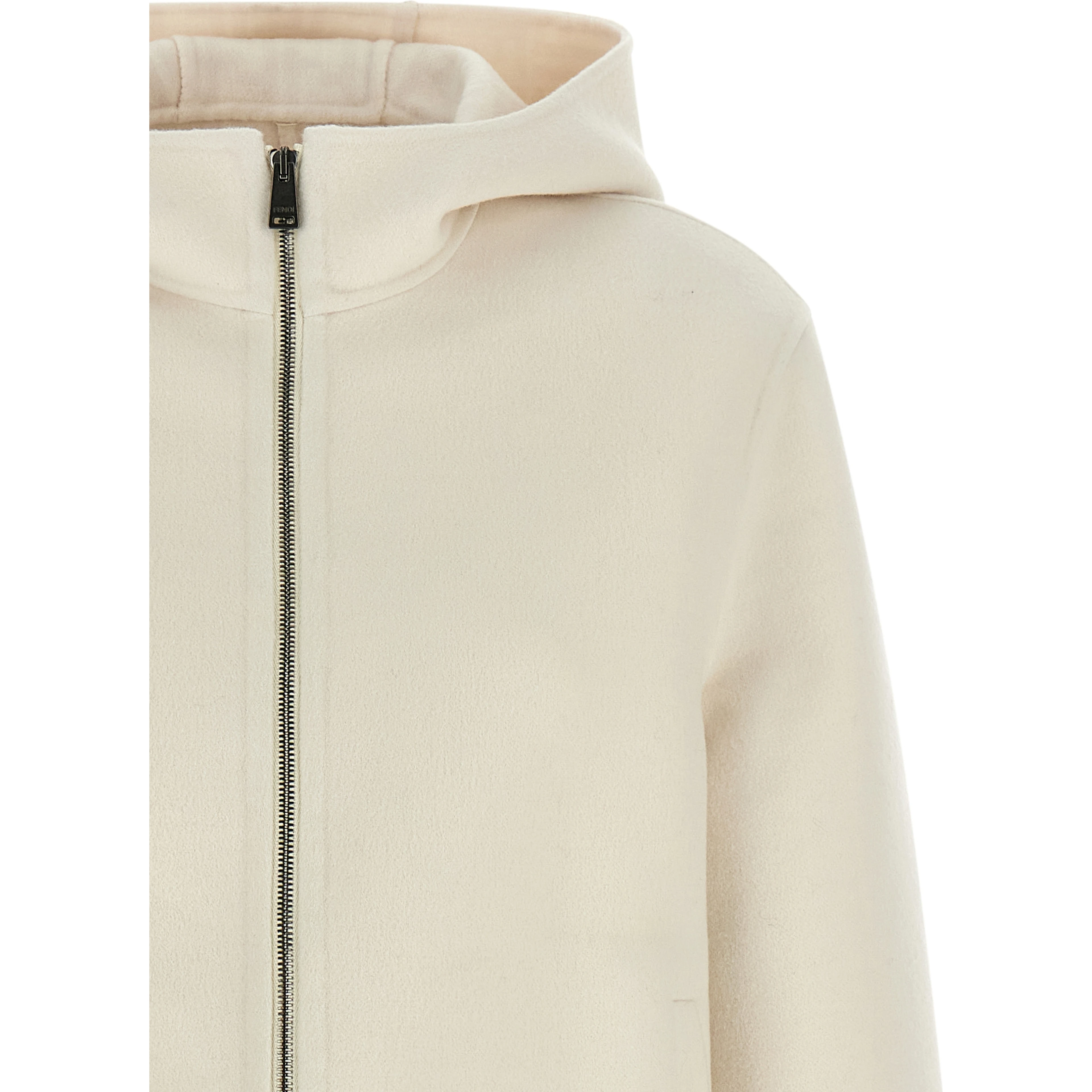 White Virgin Wool Full-Length Jacket