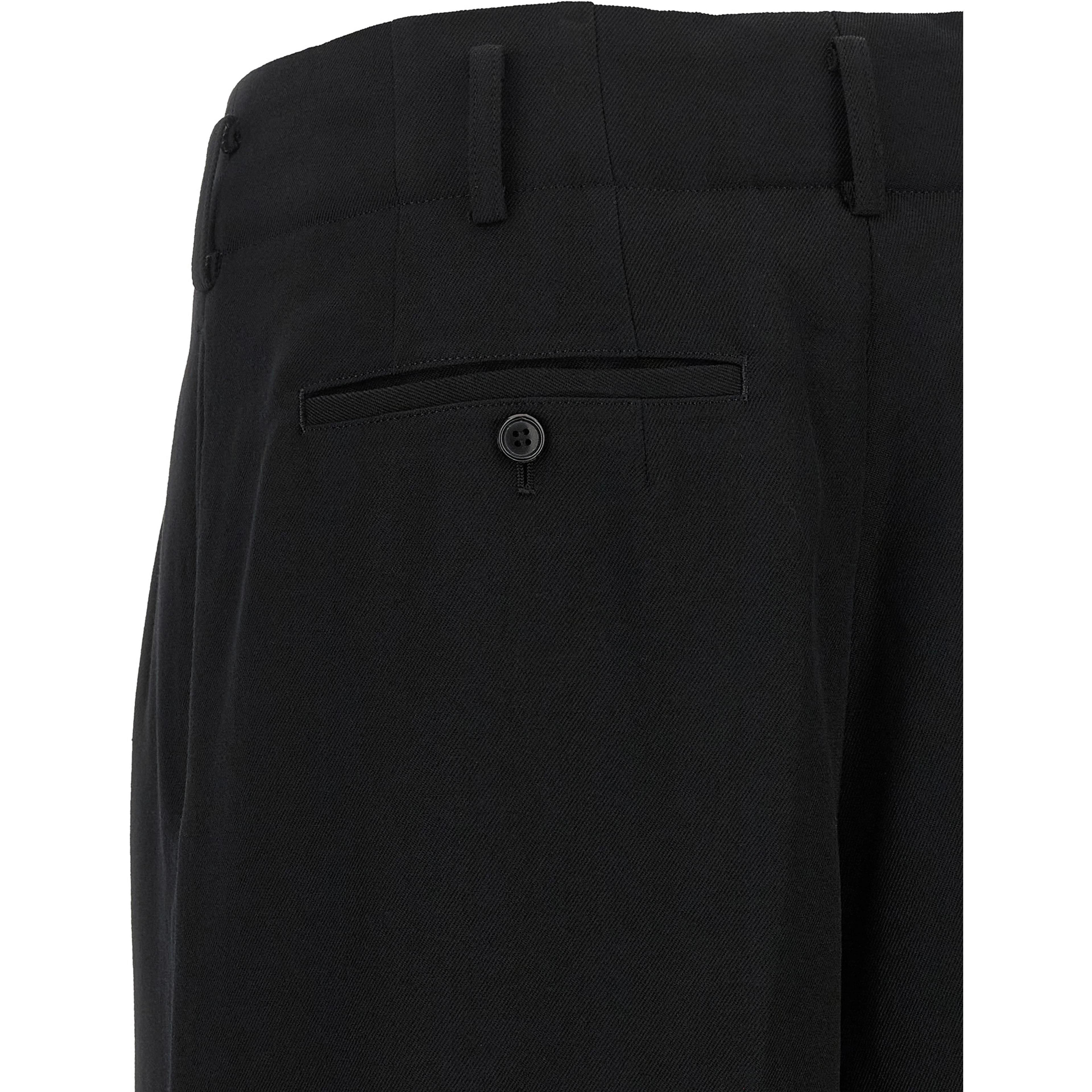 Black Wool Cropped Pants