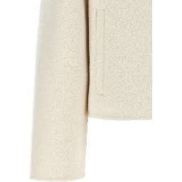 White Virgin Wool Full-Length Jacket