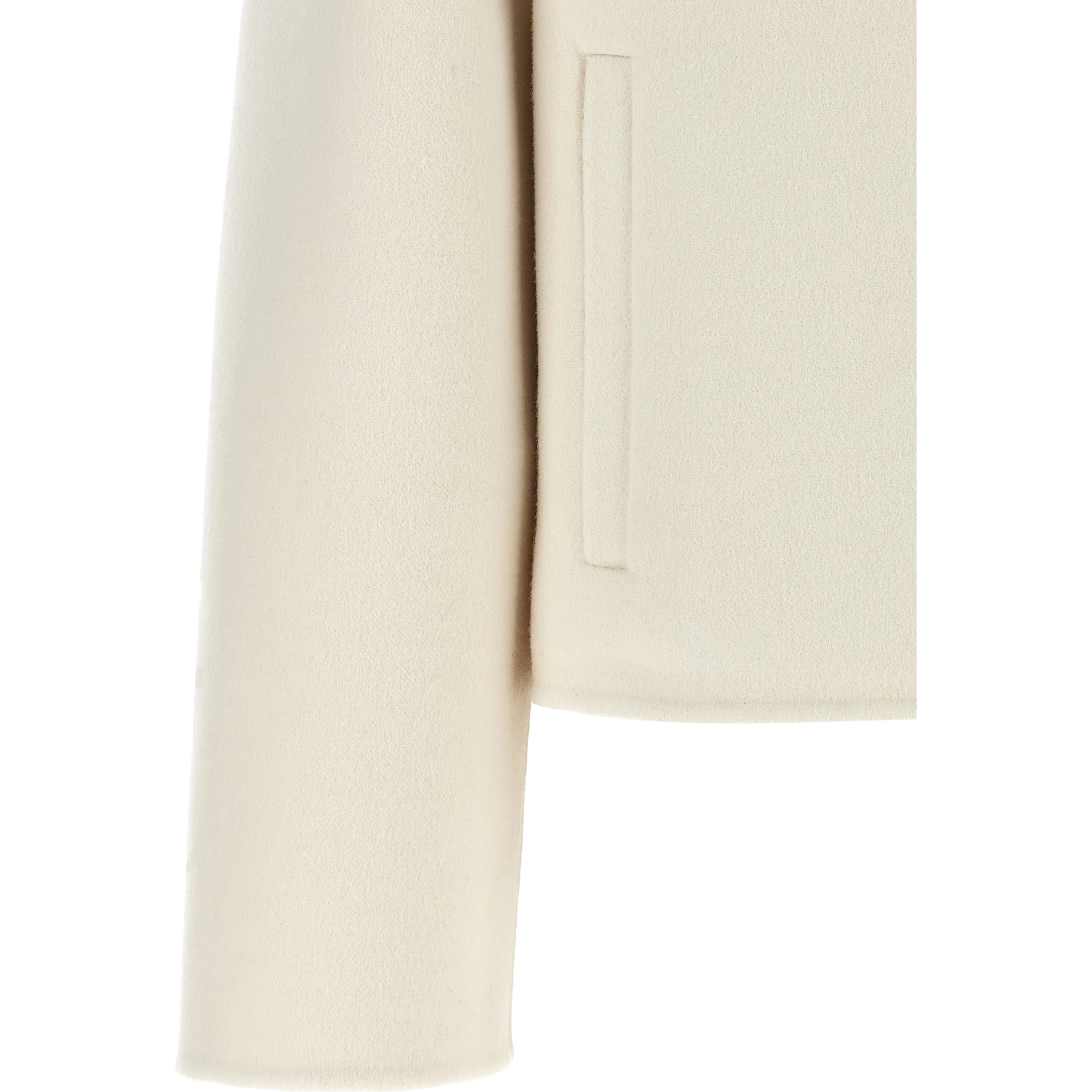 White Virgin Wool Full-Length Jacket