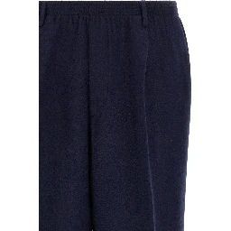 Blue Virgin Wool Casual Pants
