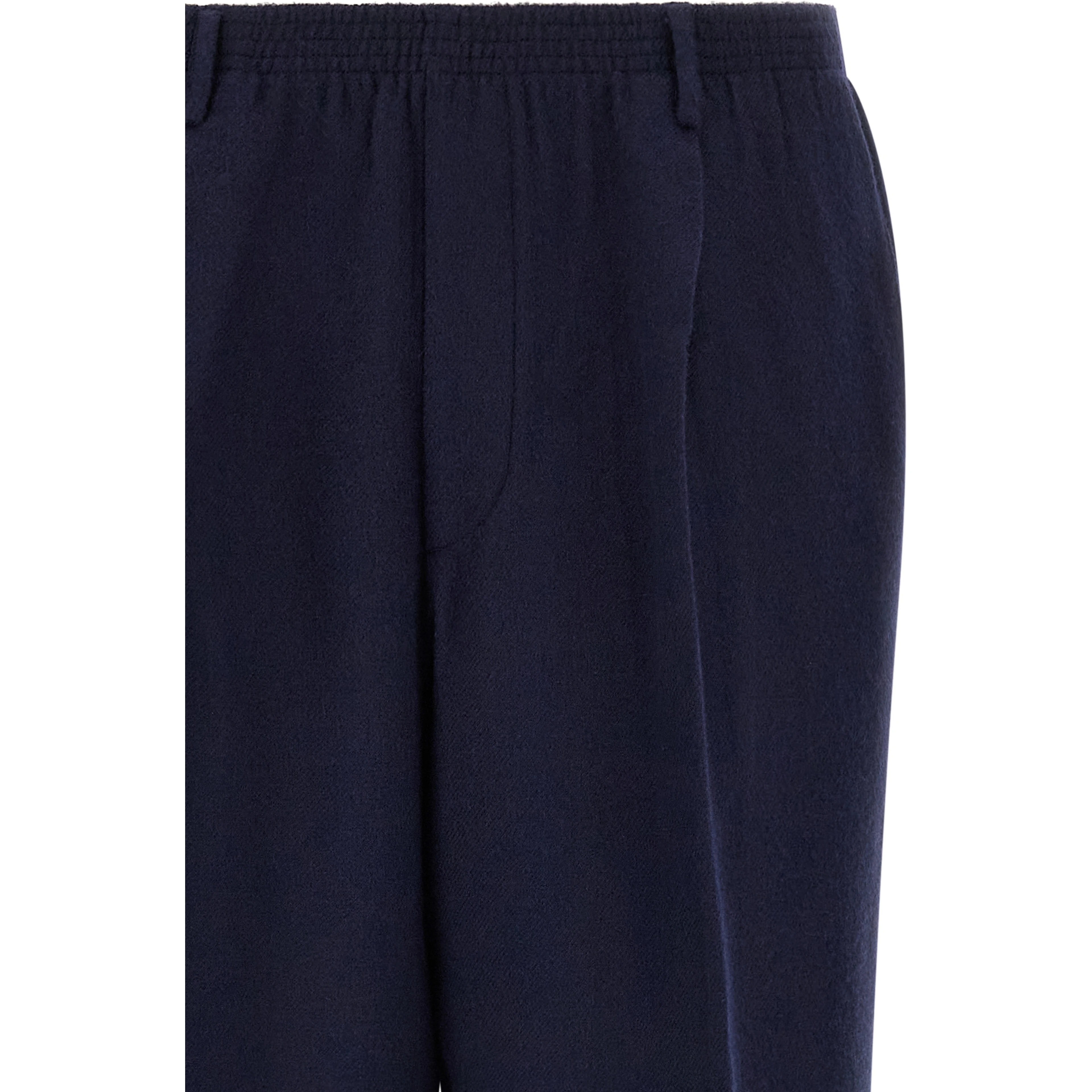 Blue Virgin Wool Casual Pants