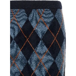 Blue Viscose Midi Skirt