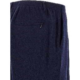 Blue Virgin Wool Casual Pants