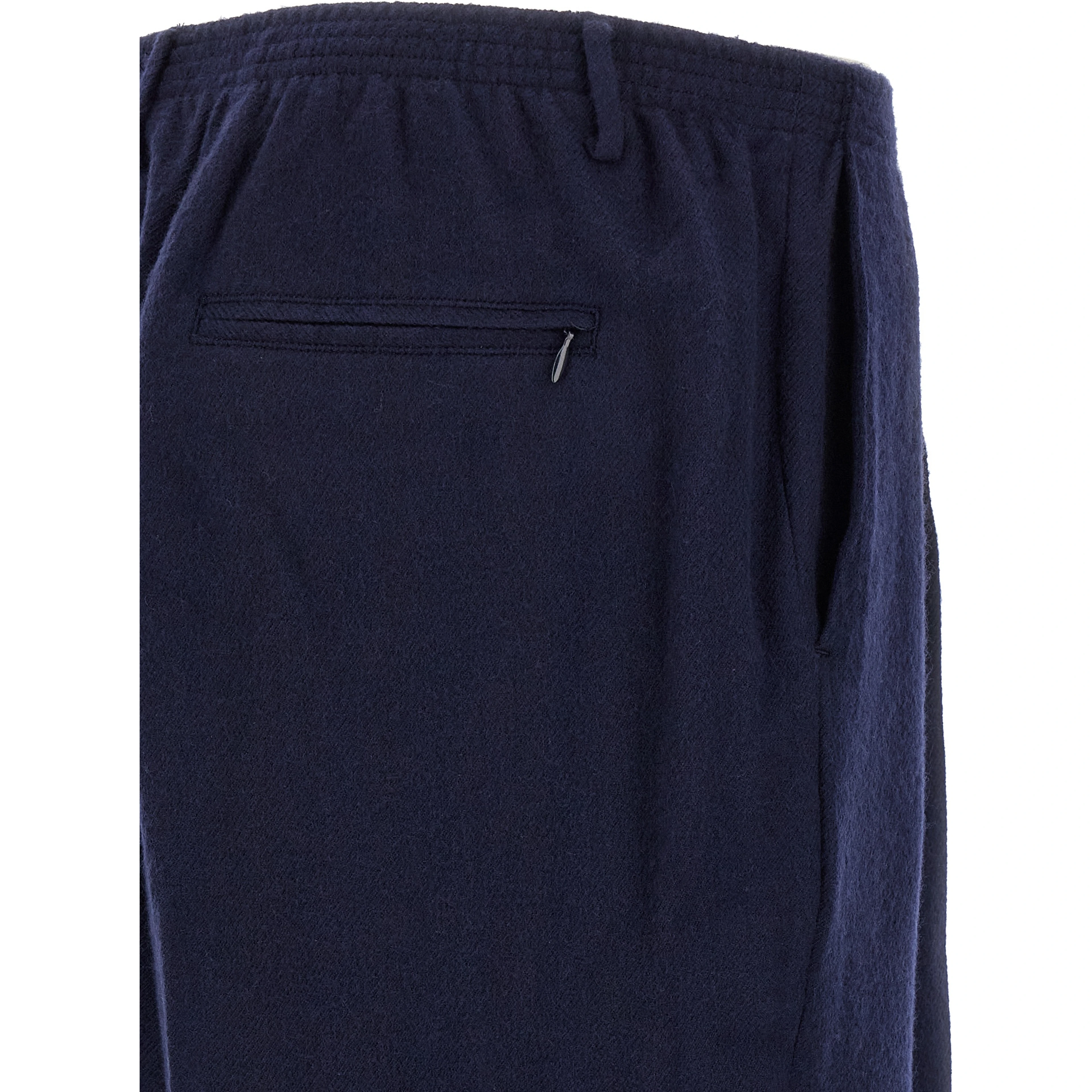 Blue Virgin Wool Casual Pants