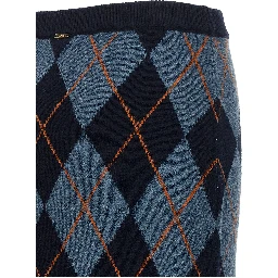 Blue Viscose Midi Skirt