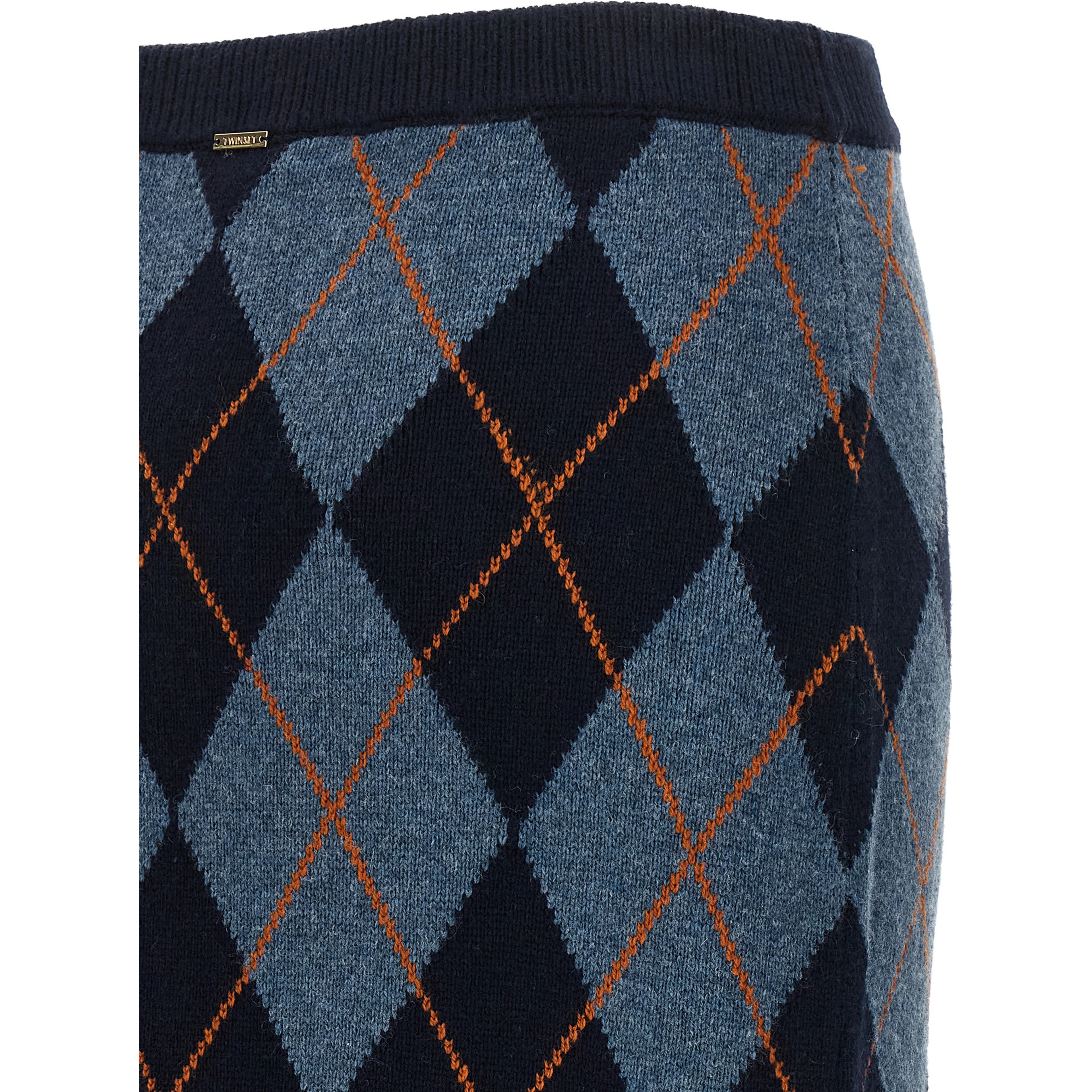 Blue Viscose Midi Skirt