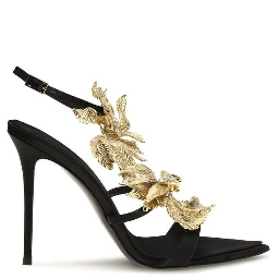 Black Viscose Stiletto Heel Sandals