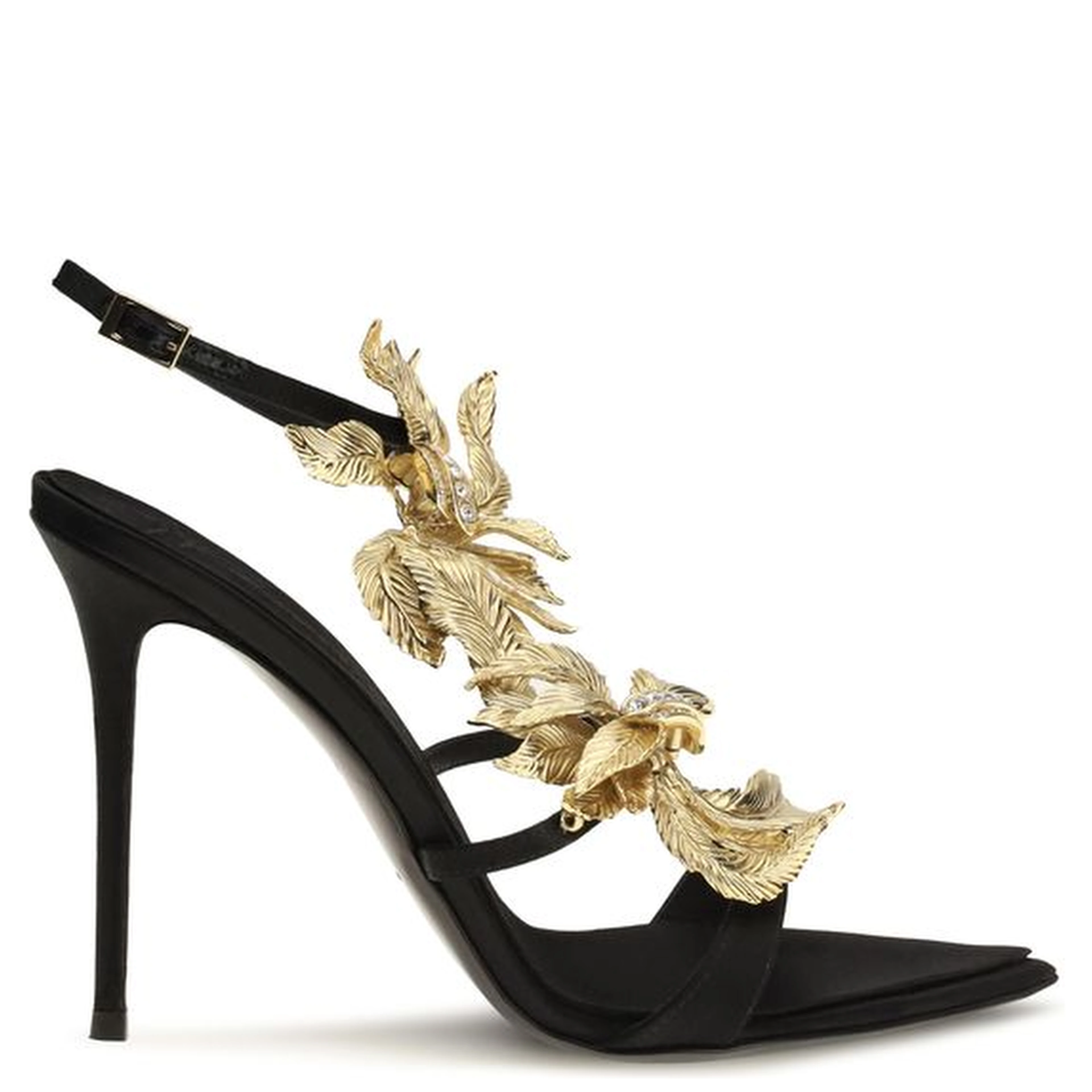Black Viscose Stiletto Heel Sandals