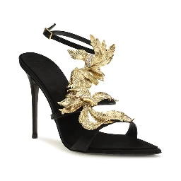 Black Viscose Stiletto Heel Sandals
