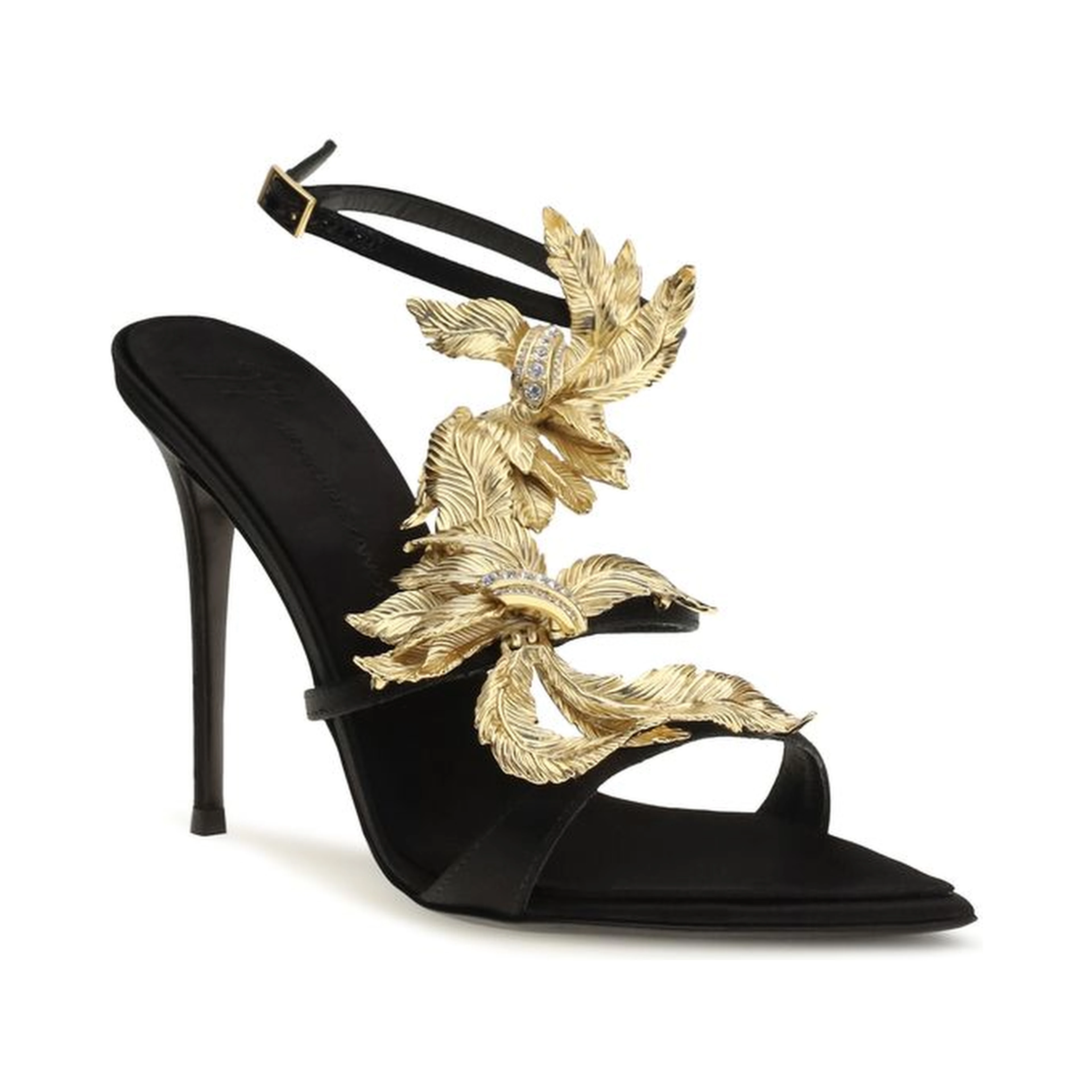 Black Viscose Stiletto Heel Sandals