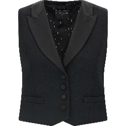 Black Viscose Sleeveless Jacket