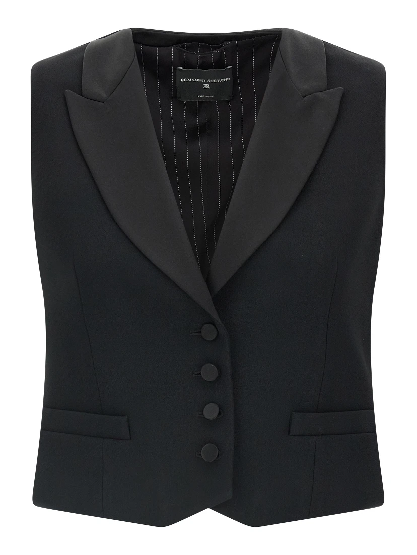 Black Viscose Sleeveless Jacket