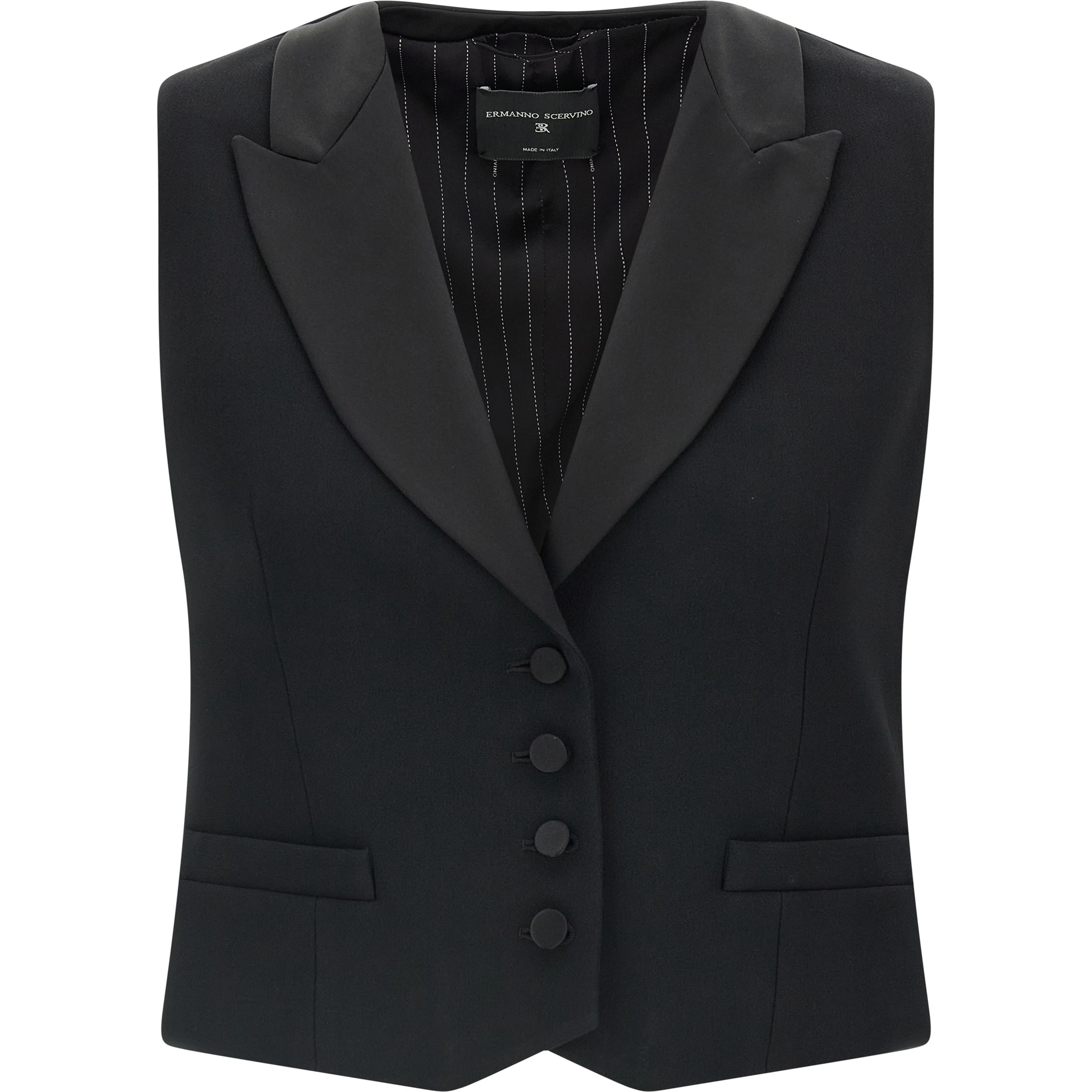 Black Viscose Sleeveless Jacket
