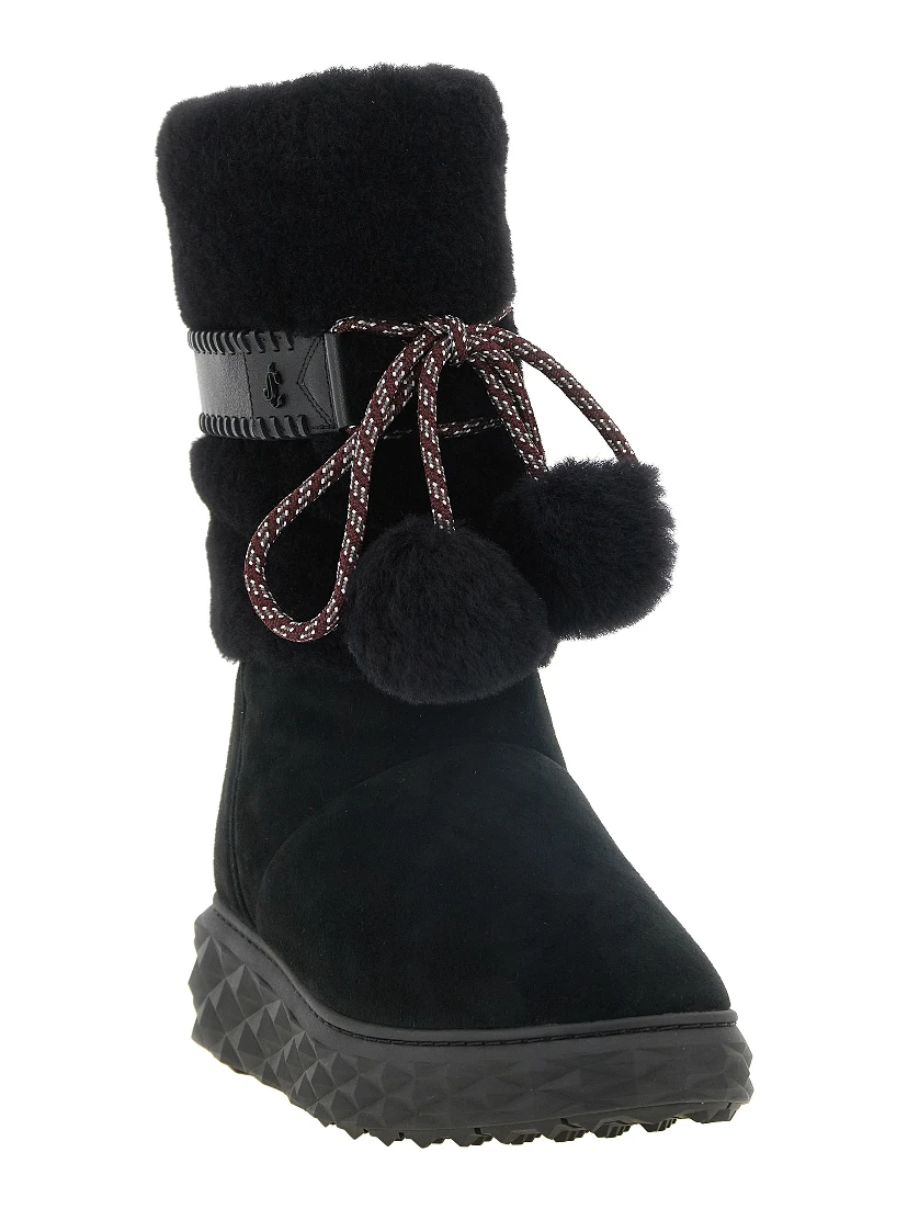 Black Lamb Leather Flat Boots