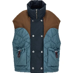 Blue Polyamide Sleeveless Jacket
