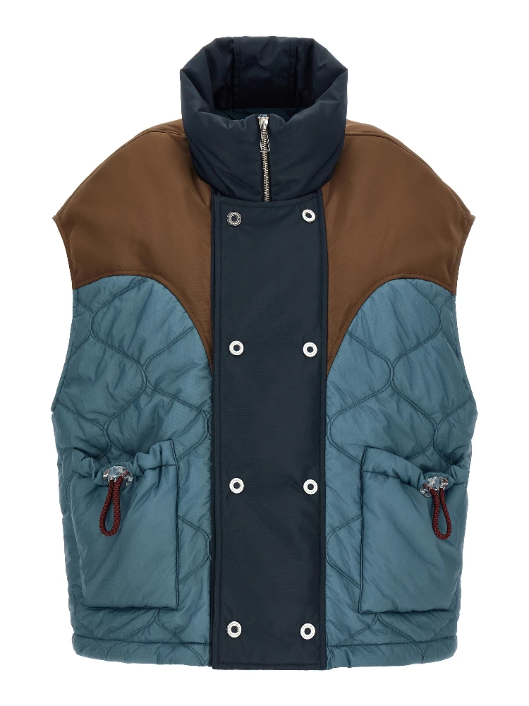 Blue Polyamide Sleeveless Jacket