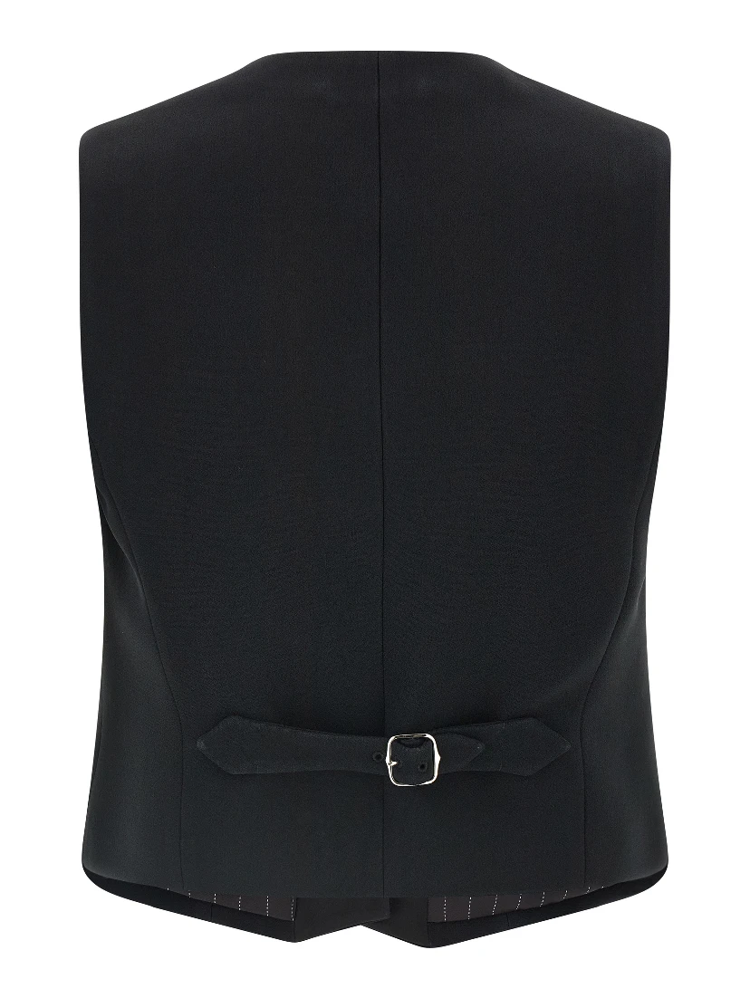 Black Viscose Sleeveless Jacket