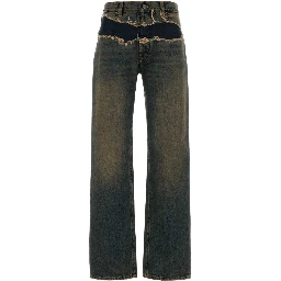 DISTRESSED DENIM TROUSERS