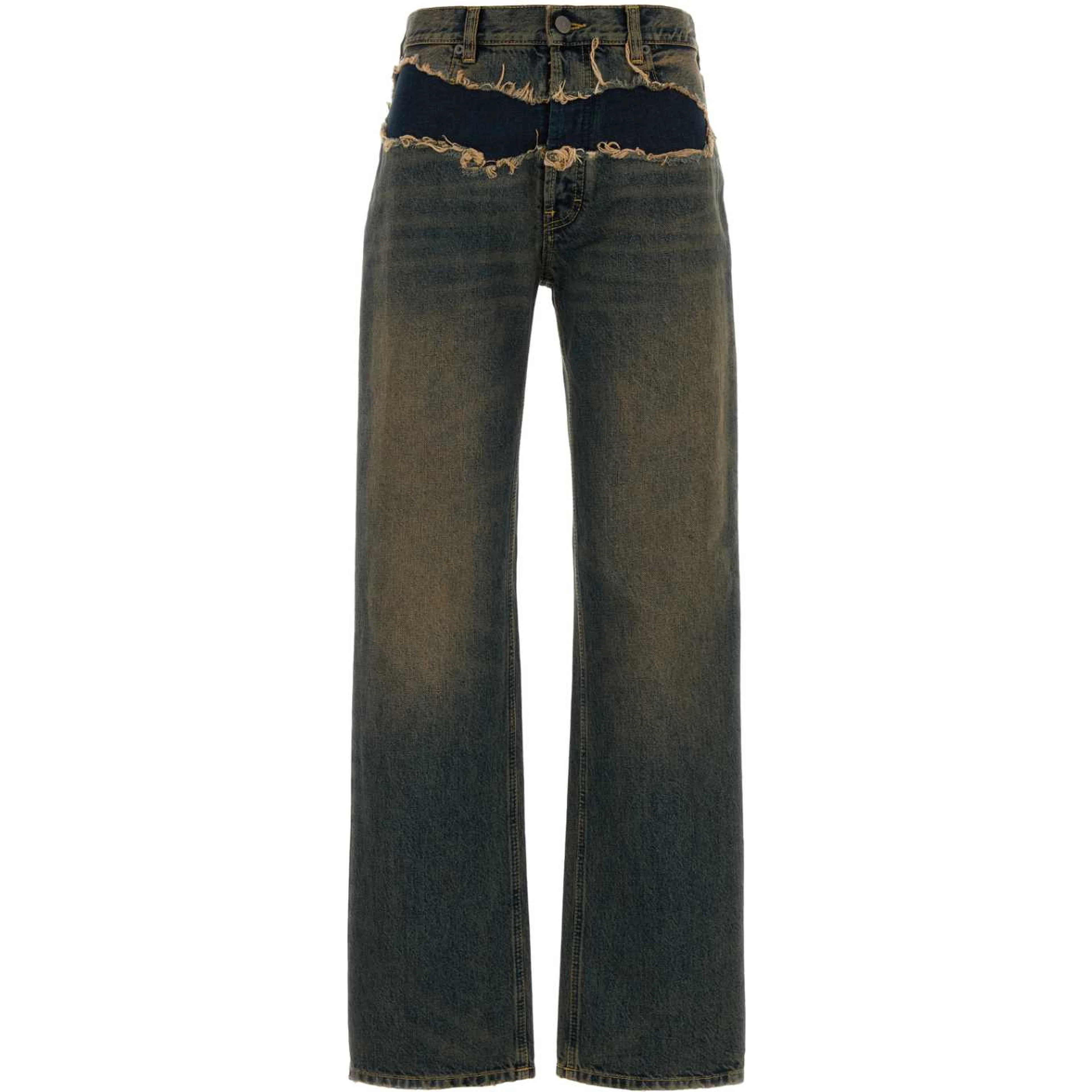DISTRESSED DENIM TROUSERS