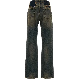DISTRESSED DENIM TROUSERS