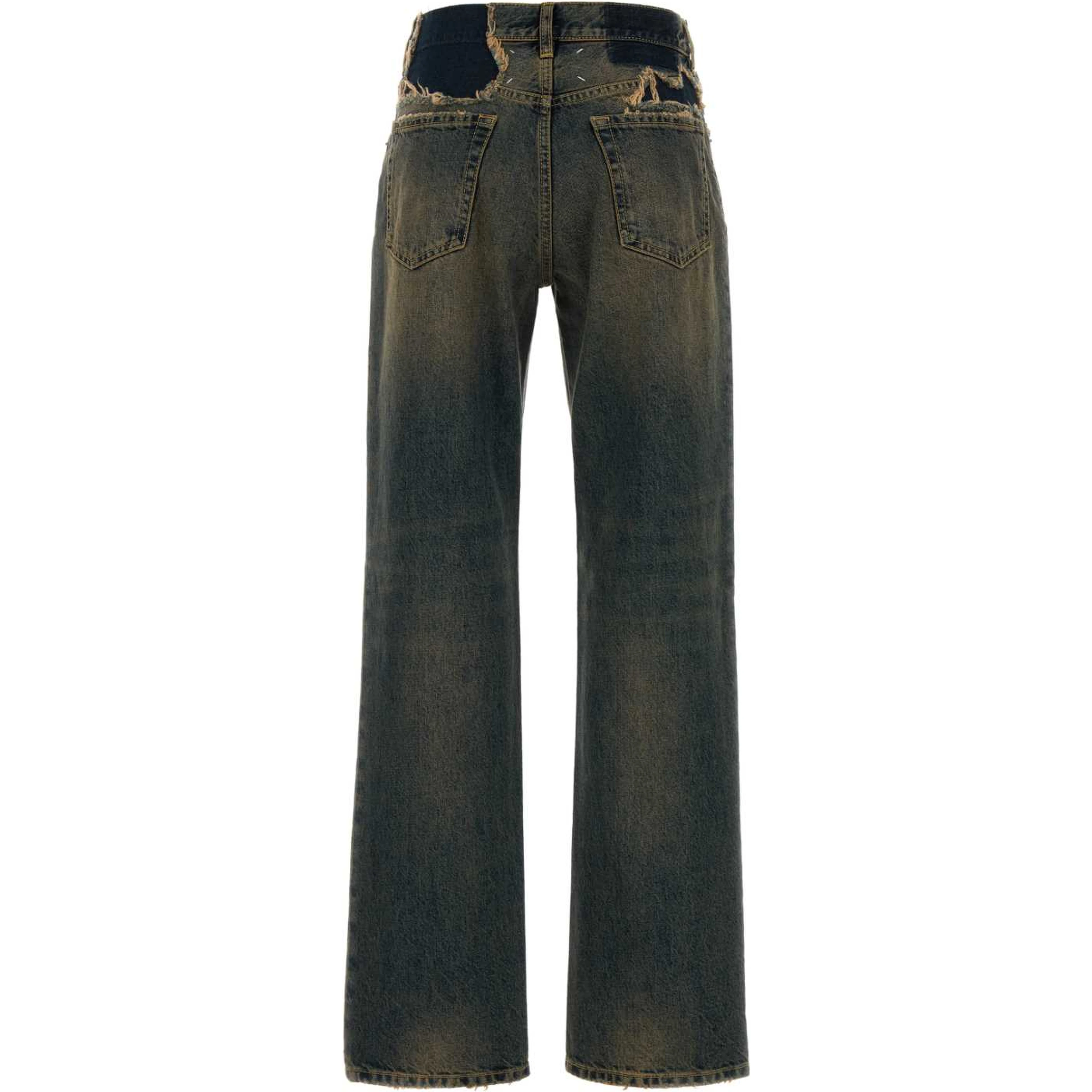 DISTRESSED DENIM TROUSERS