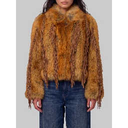 Faux fur jacket with fringe