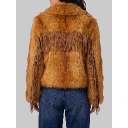 Faux fur jacket with fringe
