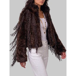 Faux fur jacket with fringe