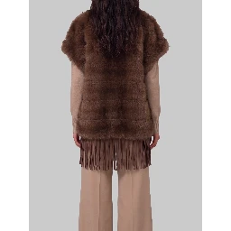 Faux fur cape with fringe