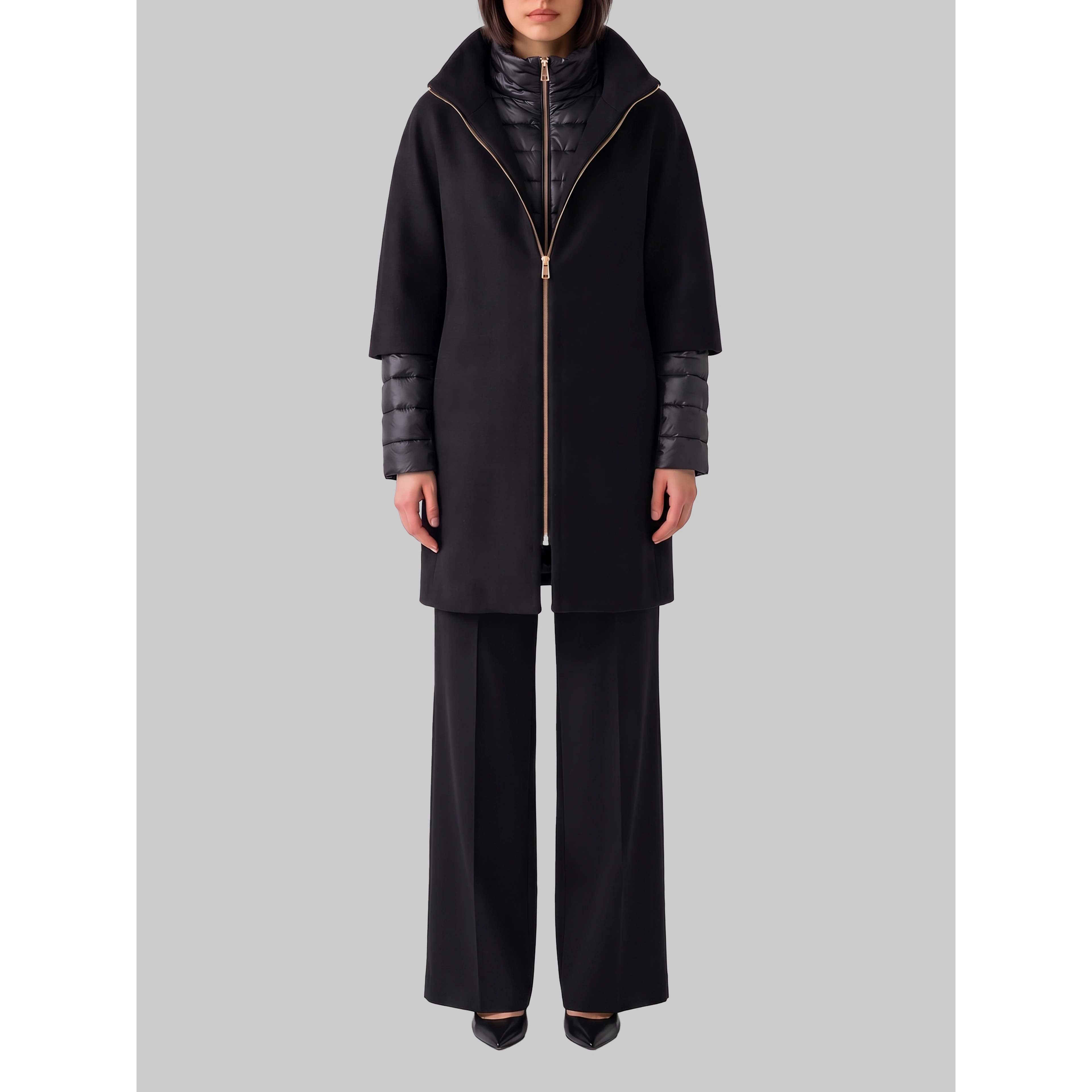 Ultra-light coat in eco wool and nylon