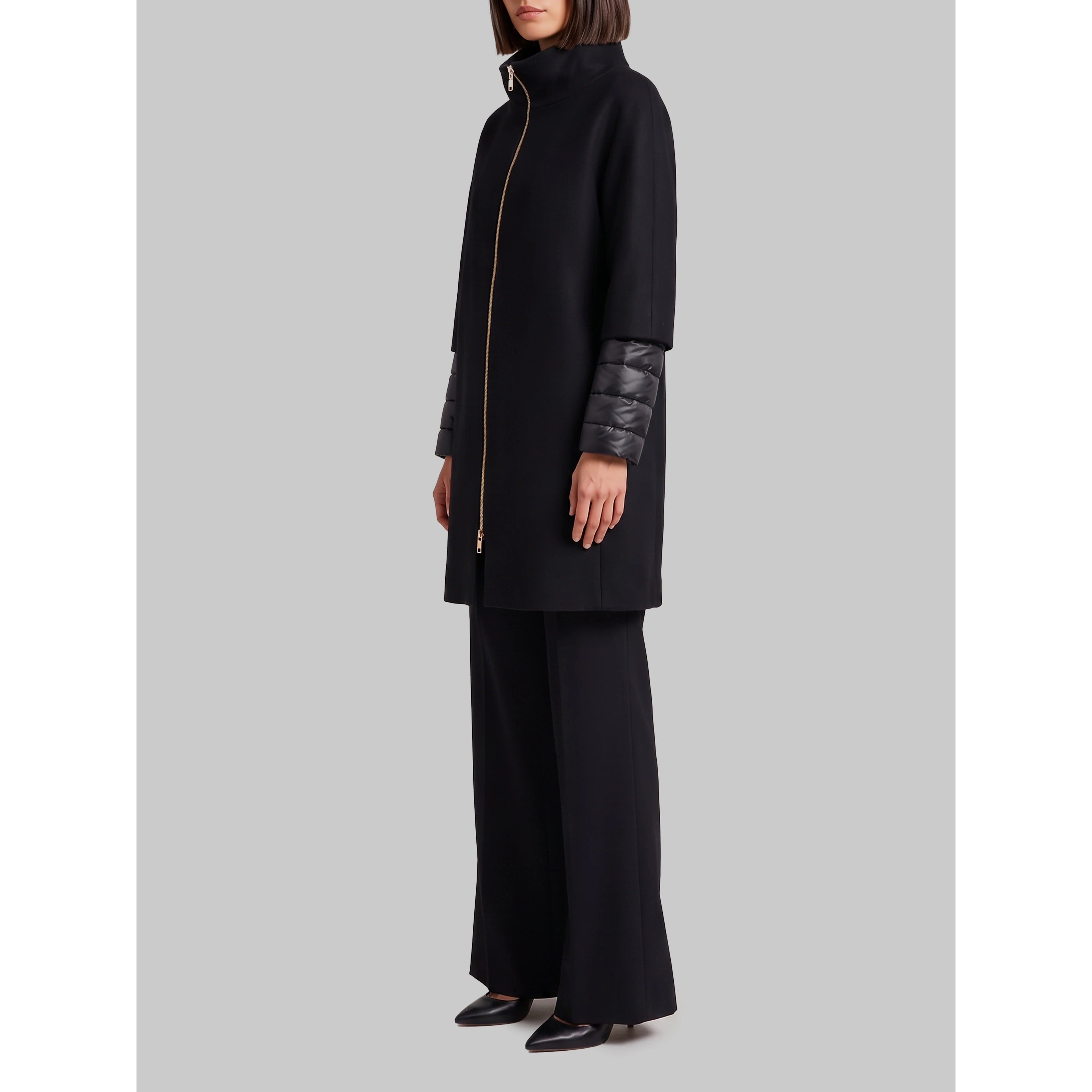 Ultra-light coat in eco wool and nylon