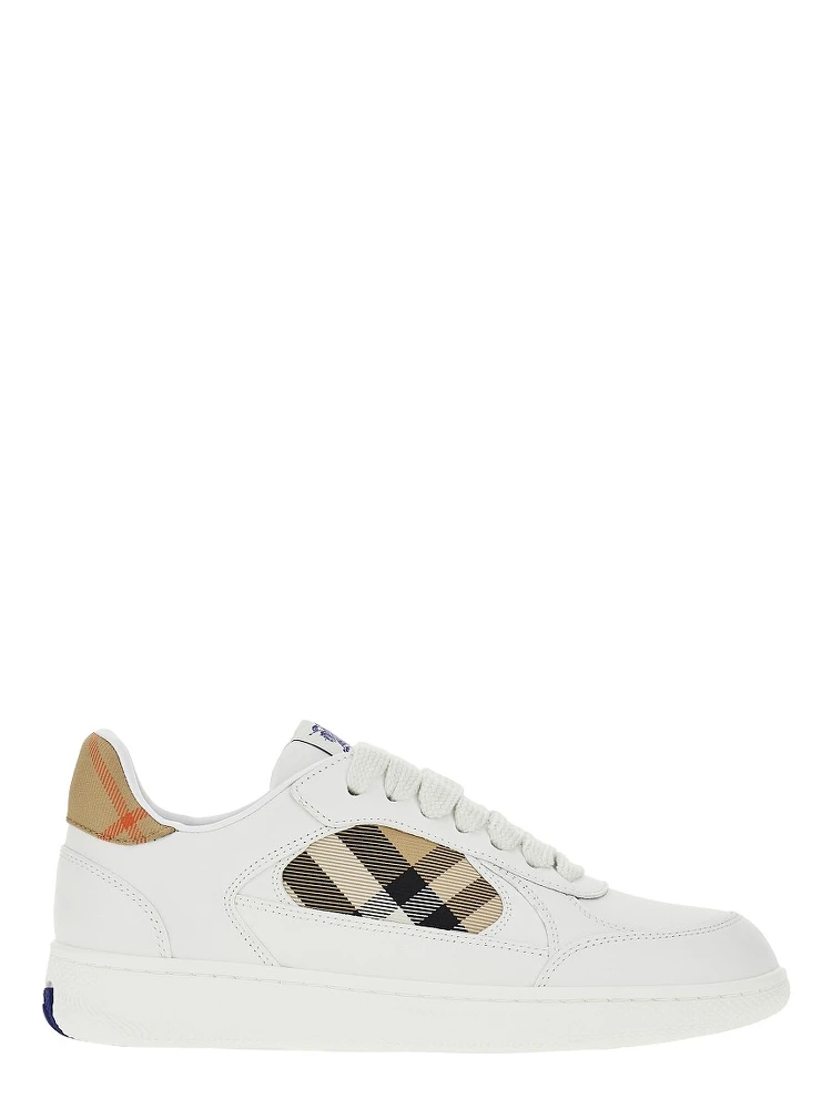Leather and Check fabric 'Terrace' sneakers