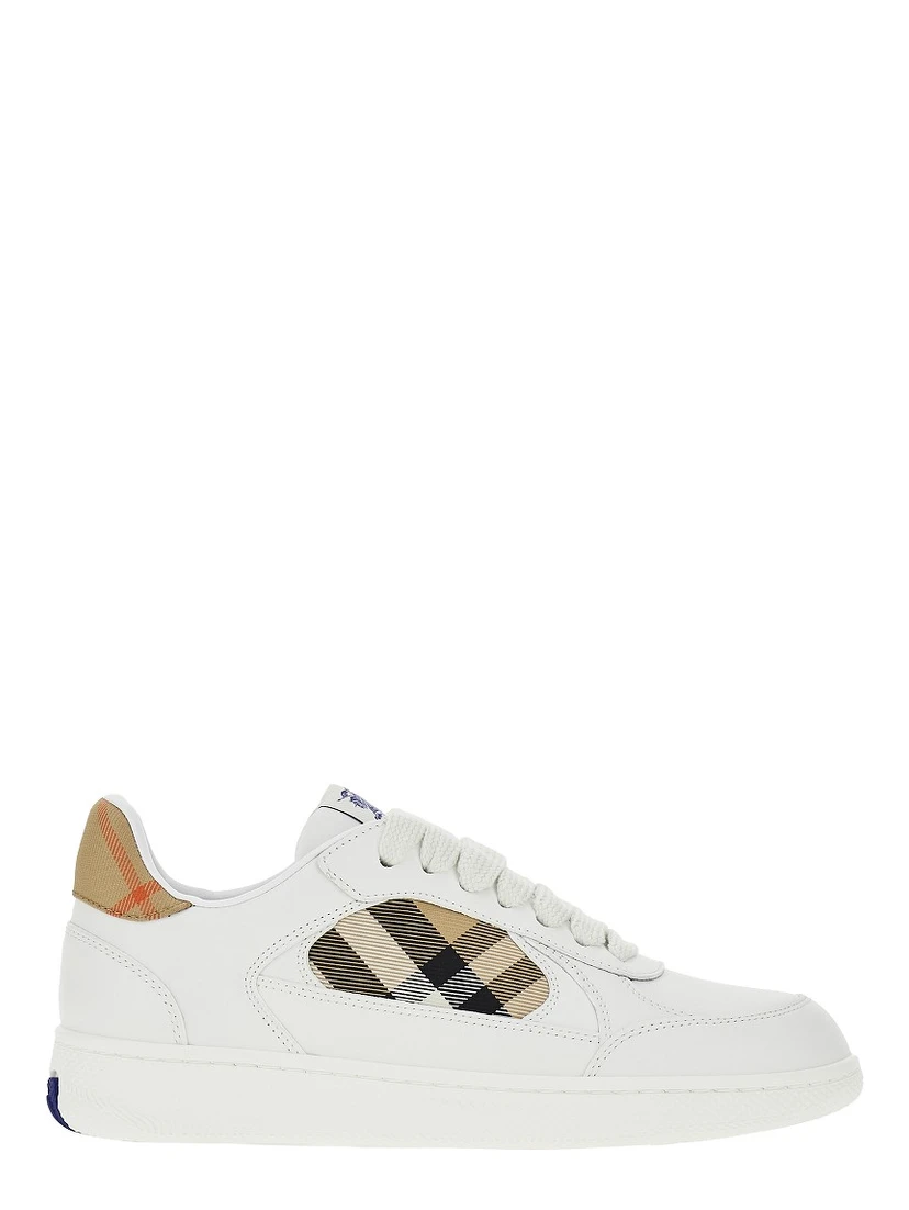 Leather and Check fabric 'Terrace' sneakers