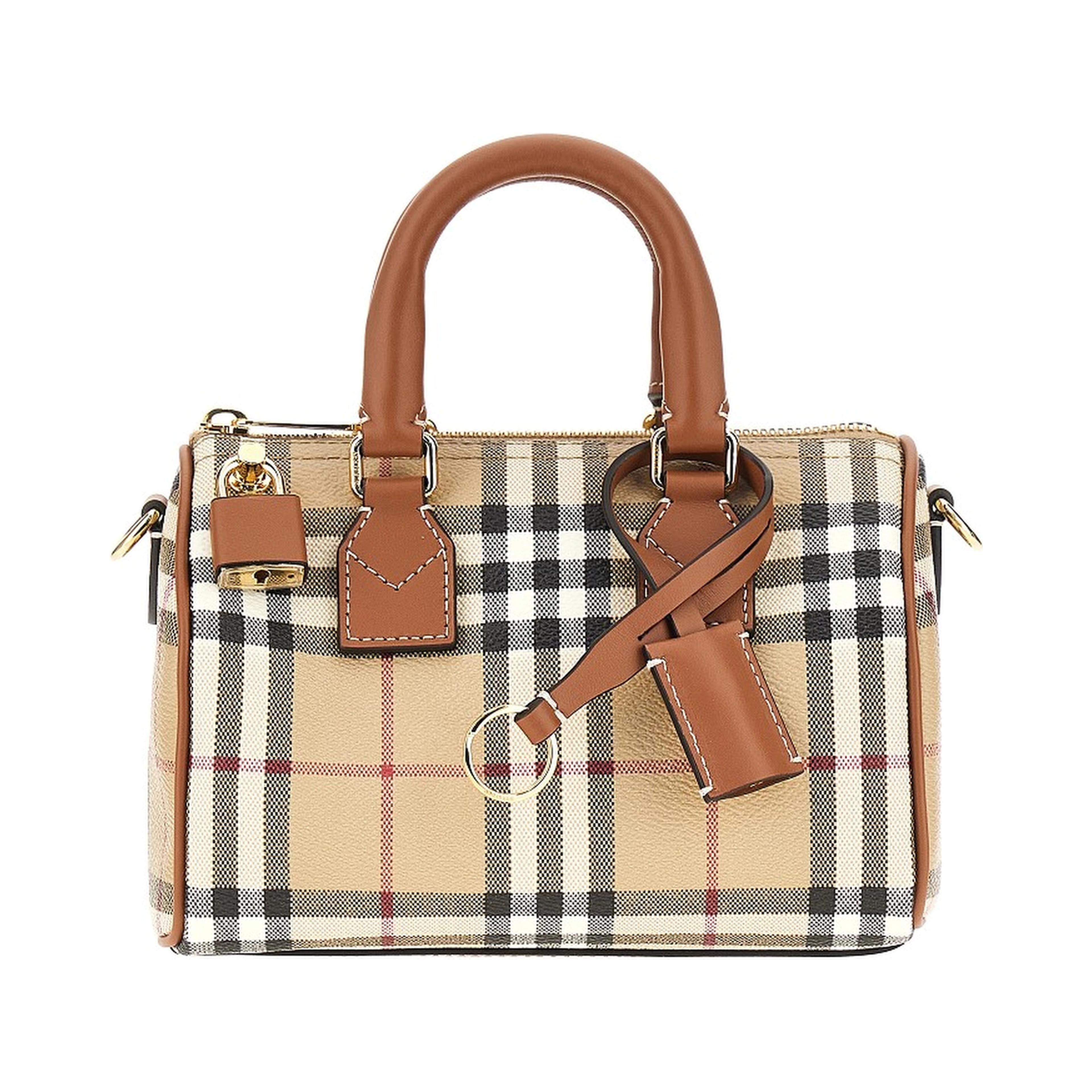 Check coated canvas mini bowling bag